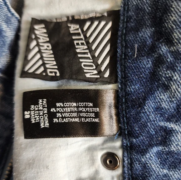 Two Toned Denim Mom Jeans Size 28 High Waisted Raw Hem Cropped - Picture 13 of 13